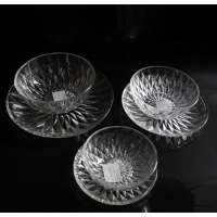 gift packing diamond glass bowl and plate set for food