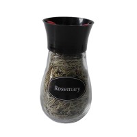 dried rosemary herb with glass storage jar