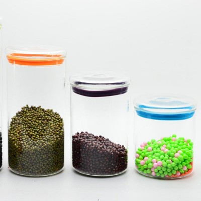 Food grade high borosilicate glass storage candy jar with glass lid