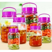 Big Volume Glass Food Storage Container Pickle Jar With Plastic Lid